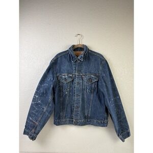 VTG Levis Jacket Mens 44 Blue Denim Type 3 Trucker 71205 0217 70s USA Thrashed